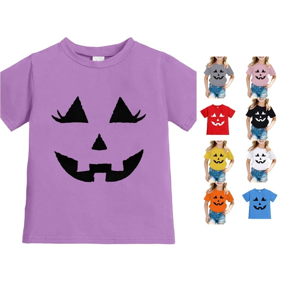 Gyujnb Kids Halloween , Toddler Baby Girl Boy Halloween Shirt Cute Pumpkin T Shirt for Kids Short Sleeve Tee Fall Tops, Halloween Outfits,3-4 Years