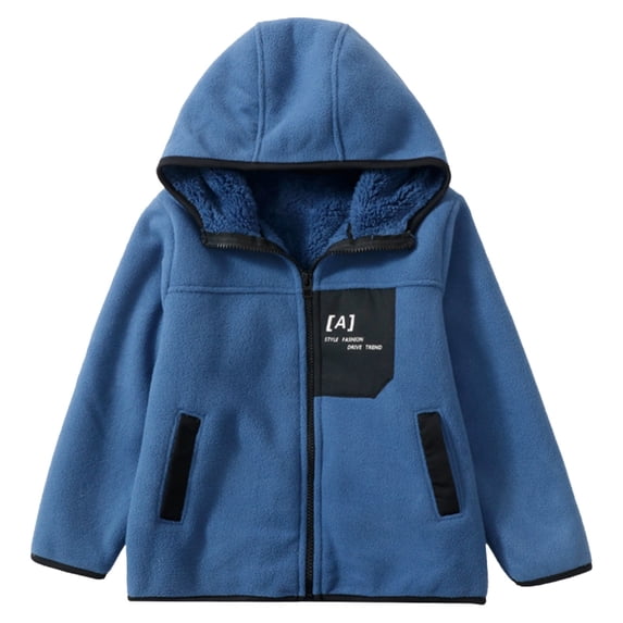 Gyujnb Kids Hooded Jacket, Soft Lightweight Coat with Front Pockets, Warm Zippered Outerwear for Boys and Girls,Size:5-6 Years