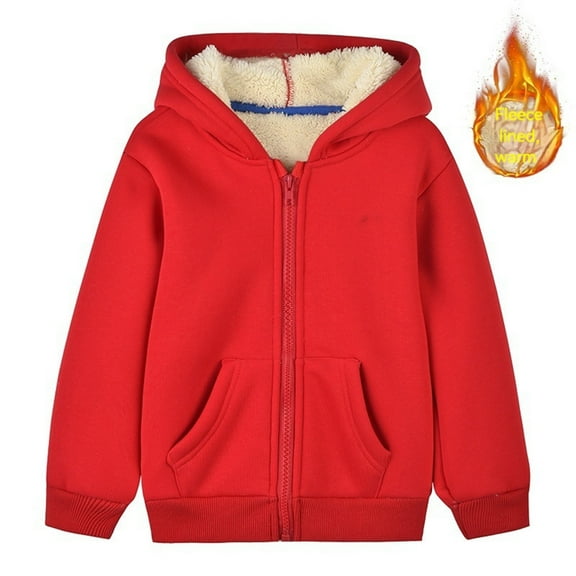 Gyujnb Kids Hooded Jacket, Thick Sherpa Fleece Pullover, Warm Versatile Outerwear for Boys and Girls Winter,Size:3-4 Years