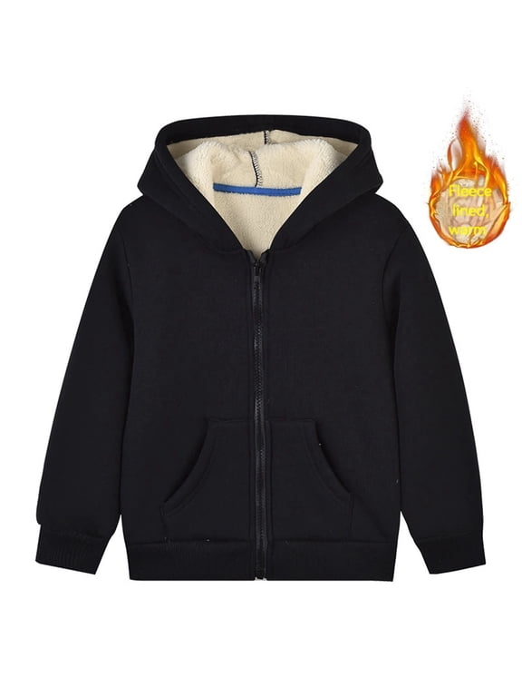 Kids Hooded Jacket, Thick Sherpa Pullover, Warm Versatile Outerwear for Boys and Girls Winter,Size:3-4 Years
