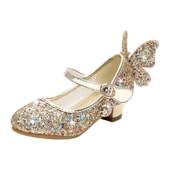 Gyujnb Kids Shoes - Girl Princess PU Sequins Shoes Children Silver Performance Shoes - Girls Shoes,5.5-6 Years