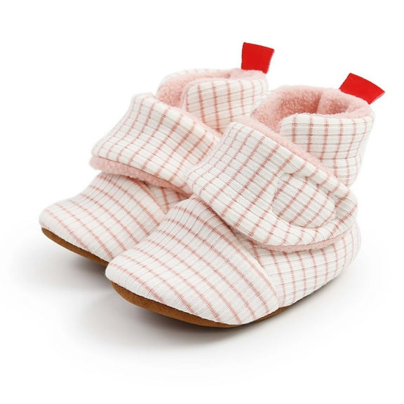 Gyujnb Kids Slippers,Baby Booties Winter Warm Striped Boots for Soft Sole First Shoes Cozy Toddler Footwear-Boys Shoes,Girls Shoes,Size:12-18 Months