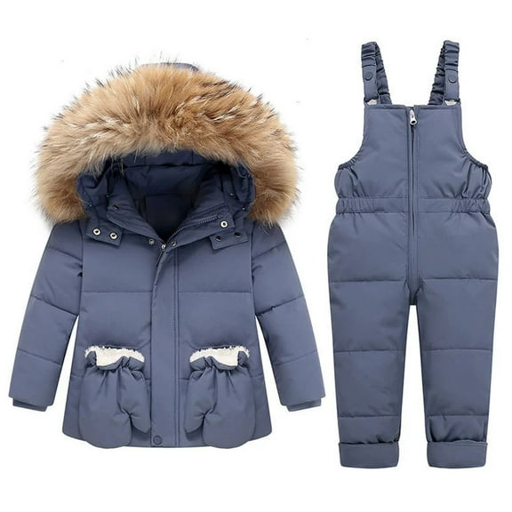 Gyujnb Kids Snowsuit Two Piece Set Insulated Winter Outfit Warm Outdoor Play Gear for Boys and Girls,2-3 Years