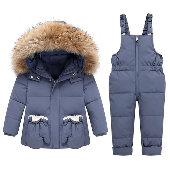 Gyujnb Kids Snowsuit Two Piece Set Insulated Winter Outfit Warm Outdoor Play Gear for Boys and Girls,3-4 Years