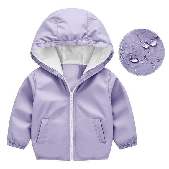 Gyujnb Kids Windbreaker and Raincoat, Lightweight Hooded Waterproof Jacket, All-Weather Zippered Outdoor Coat,18-24 Months
