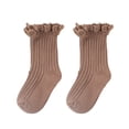 thumbnail image 1 of Gyujnb Lace Ruffle Ribbed Baby Crew Socks Soft Breathable Toddler Girls Everyday Casual Socks, 1 of 3