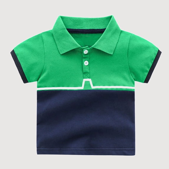 Gyujnb Lapel Pocket Button Placket Gentleman Casual Short Sleeve Polo Top (Baby, Big Boys),6-7 Years