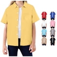 thumbnail image 1 of Gyujnb Lapel Short Sleeve Pocket Button Down Shirt School Uniform Casual Daily Wear (Little Girls, Big Girls),3-4 Years, 1 of 5