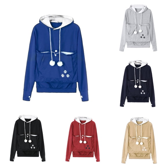 Gyujnb Lined Maternity Hoodie Fuzzy Pom Pom Drawstring Flip Button Pet Carrier Pocket Print Embroidery Button Loose Unisex Sweatshirt,3XL