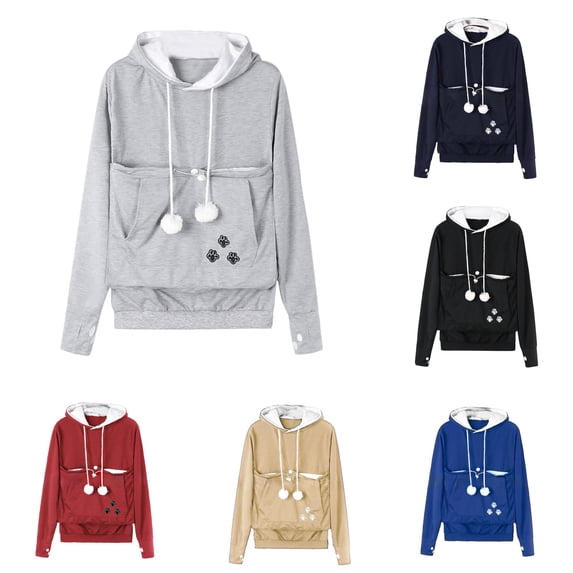 Gyujnb Lined Maternity Hoodie Fuzzy Pom Pom Drawstring Flip Button Pet Carrier Pocket Print Embroidery Button Loose Unisex Sweatshirt,4XL
