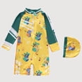 thumbnail image 1 of Gyujnb Long Sleeve One-Piece Rash Guard Swimwear Set Cartoon Print with Swim Cap for Beach and Pool (Baby, Big Boys),M, 1 of 5