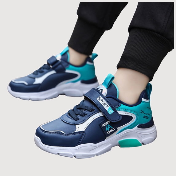 Gyujnb Low Top Casual Sneakers Hook and Loop Strap Closed Toe Shoes (Little Boys, Big Boys),9.5-10 Years