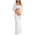 thumbnail image 1 of Gyujnb Maternity Bodycon Maxi Dress Photoshoot Long Sleeve Square Neck Open Back Pregnancy Formal Gown,M, 1 of 8