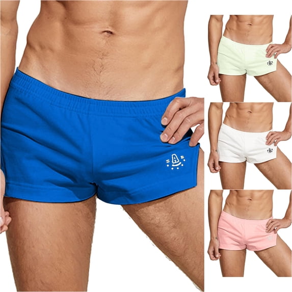 Gyujnb Mens Loose Fitting Underwear Home Sleepwear Flat Angle Breathable Large Shorts,Blue