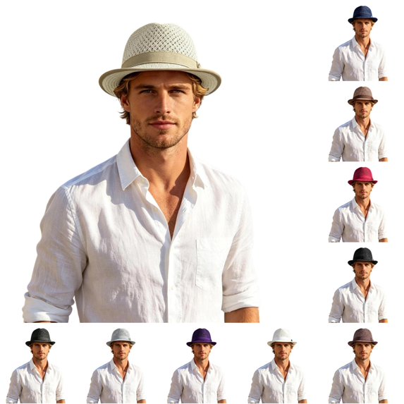 Gyujnb Outdoor Breathable Mesh Sun Hat English Style Jazz Hat Fashionable Beach Hat Sun Small Hat Version