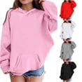 thumbnail image 1 of Gyujnb Oversized Hooded Pullover with Thumb Holes and Side Slit, Casual Layering Top (Little Girls, Big Girls),11-13 Years, 1 of 5