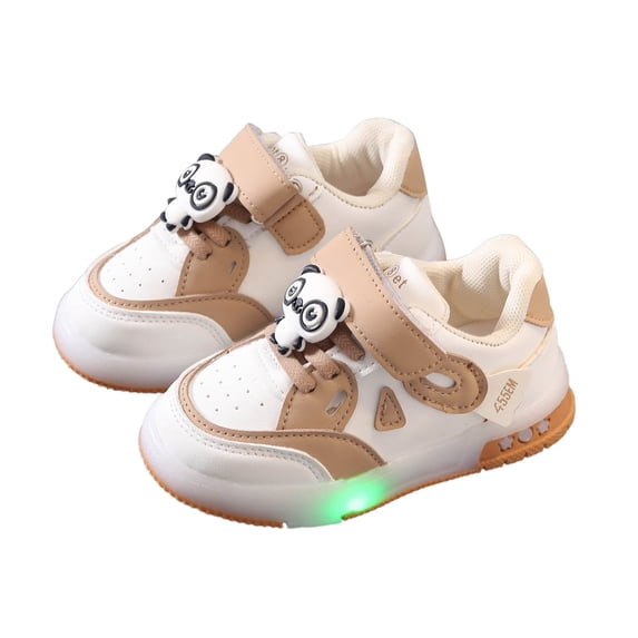 Gyujnb Panda LED Light up Sneakers Hook and Loop Casual Shoes (Toddler, Little Girls),4-4.5 Years