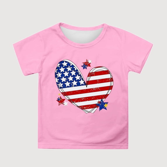 Gyujnb Patriotic Graphic Short Sleeve T Shirt Casual Comfortable Crewneck Tee for Holiday Celebration Outfit (Little Boys,Big Boys),6-7 Years