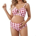 thumbnail image 1 of Gyujnb Plaid Maternity High Waist Bikini Front Bow Cutout Adjustable Straps Elastic Support Two Piece Swimwear for Beach Pool,XL, 1 of 9