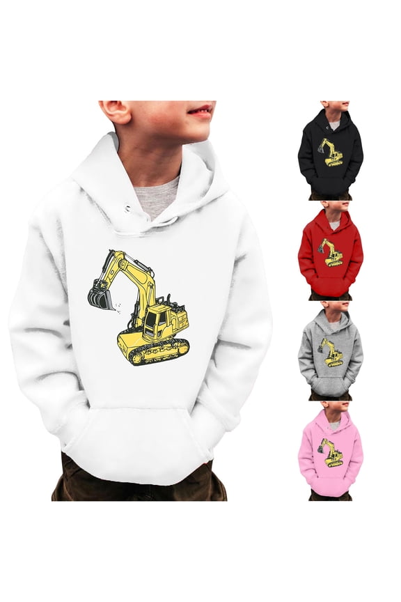 Gyujnb Printed Casual Long Sleeve Pocket Hooded Sweatshirt Daily School Pullover Top (Little Boys, Big Boys),9-10 Years