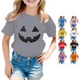 thumbnail image 1 of Gyujnb Pumpkin Shirts for Boy Girl, Halloween Ghost Tshirts Cotton Short Sleeve Tees,Grey, 1 of 5