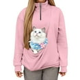 thumbnail image 1 of Gyujnb Quarter Zip Fleece Pullover with Kangaroo Pocket, Hoodless Soft Lounge Sweater for Pet Carrying Sling, Comfortable Casual Womens Top,Size:XL, 1 of 9