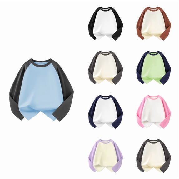 Gyujnb Raglan Long Sleeve Shirt Crew Neck Casual Basic Tee Tops (Unisex),3-4 Years