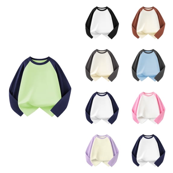 Gyujnb Raglan Long Sleeve Shirt Crew Neck Casual Basic Tee Tops (Unisex),4-5 Years