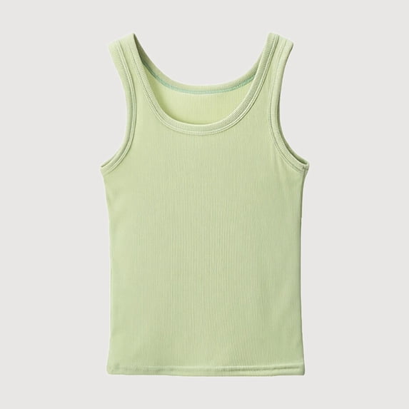 Gyujnb Ribbed Knit Sleeveless Tank Top, Lightweight Breathable Layering Vest for Summer Daily Wear (Big Girls),3-4 Years
