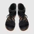 thumbnail image 1 of Gyujnb Sandals Fashion Rhinestone Woven Strap Back Zipper Open Toe Flat Casual Shoes (Little Girls,Big Girls),9.5, 1 of 4