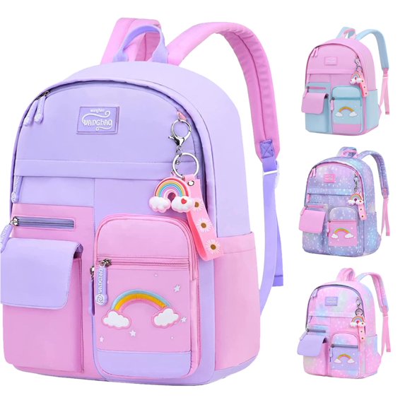 Gyujnb School Backpack, Backpack for Students Schoolbag Bookbag Casual Daypack for Travel with Bottle Side Pockets Star Large Bags, Backpack for School