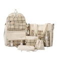 thumbnail image 1 of Gyujnb School Backpack, Canvas Backpack for Students Cute Plaid Design Lightweight School Bookbag with Multiple Pockets Durable Double Shoulder Bags, Backpack for School, 1 of 3