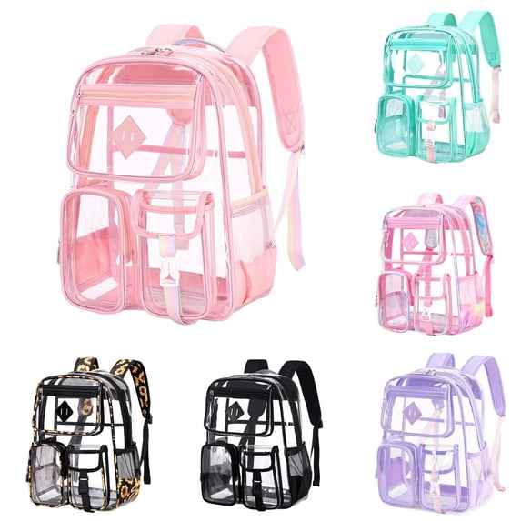 Gyujnb School Backpack, Transparent Large Capacity Backpack for Elementary and Middle School Clear Backpack, Backpack for School
