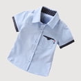 thumbnail image 1 of Gyujnb Short Sleeve Collared Shirt Casual Polka Dot Top with Pocket (Toddler, Big Boys),9-10 Years, 1 of 5