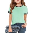 thumbnail image 1 of Gyujnb Short Sleeve Crewneck Ringer T Shirt Casual Tops (Little Girls,Big Girls),10-11 Years, 1 of 3
