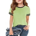 thumbnail image 1 of Gyujnb Short Sleeve Crewneck Ringer T Shirt Casual Tops (Little Girls,Big Girls),6-7 Years, 1 of 3