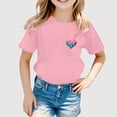 thumbnail image 1 of Gyujnb Short Sleeve Crewneck T Shirt with Positive Text Print Casual Tops (Little Girls, Big Girls),3-4 Years, 1 of 3