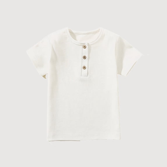 Gyujnb Short Sleeve Henley T Shirt Casual Ribbed Top with Buttons (Toddler, Little Boys),5 Years