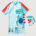 thumbnail image 1 of Gyujnb Short Sleeve One-Piece Rash Guard Swimwear Set Cartoon Print with Swim Cap for Beach and Pool (Baby, Big Boys),2-3 Years, 1 of 5