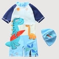 thumbnail image 1 of Gyujnb Short Sleeve One-Piece Rash Guard Swimwear Set Cartoon Print with Swim Cap for Beach and Pool (Baby, Big Boys),4-5 Years, 1 of 5