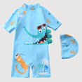 thumbnail image 1 of Gyujnb Short Sleeve One-Piece Rash Guard Swimwear Set Cartoon Print with Swim Cap for Beach and Pool (Baby, Big Boys),8-9 Years, 1 of 5