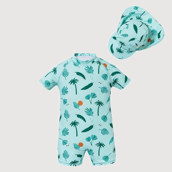 Gyujnb Short Sleeve One Piece Rash Guard with Cloud Print for Beach Pool Outdoor Trips (Toddler,Little Boys),3-4 Years