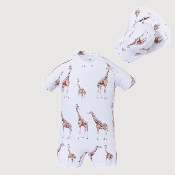 Gyujnb Short Sleeve One Piece Rash Guard with Cloud Print for Beach Pool Outdoor Trips (Toddler,Little Boys),3-4 Years