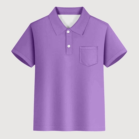 Gyujnb Short Sleeve Polo Shirt Collared Casual Solid Top with Pocket (Unisex),3-4 Years