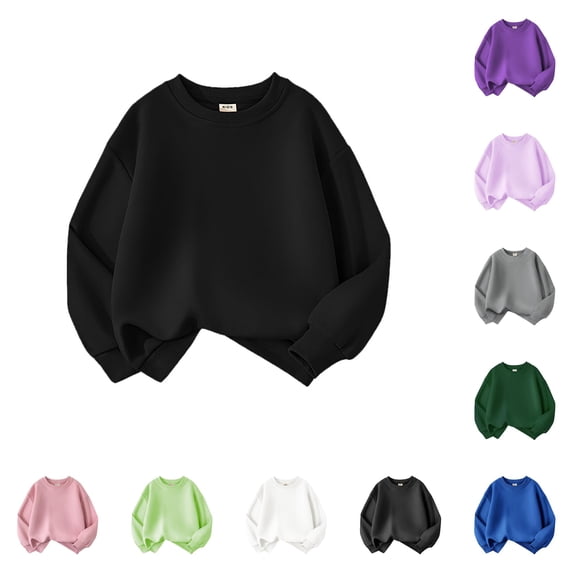 Gyujnb Solid Crewneck Sweatshirt, Soft & Breathable for Daily Casual Wear (Little Boys, Big Boys),12-13 Years