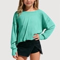 thumbnail image 1 of Gyujnb Solid Loose Fit Long Sleeve Cropped Top with Back Cutout Casual Blouse For Youth (Girls),11-12 Years, 1 of 8