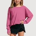 thumbnail image 1 of Gyujnb Solid Loose Fit Long Sleeve Cropped Top with Back Cutout Casual Blouse For Youth (Girls),9-10 Years, 1 of 8