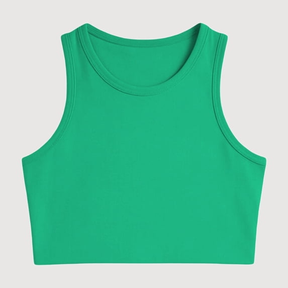 Gyujnb Solid Round Neck Sleeveless Athletic Tank Top, Breathable Stretchy Casual Sportswear (Girls),1-4 Years