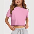 thumbnail image 1 of Gyujnb Solid Short Sleeve Crew Neck Crop Top Casual Play and Daily Wear (Little Girls, Big Girls),7-8 Years, 1 of 6