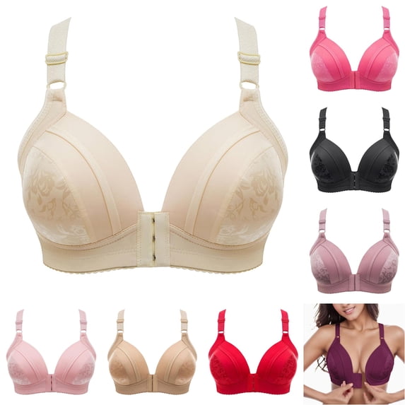 Gyujnb Steel Ring Thin Women Bra Front Button Breathable Gathers Underwear Comfort Bra